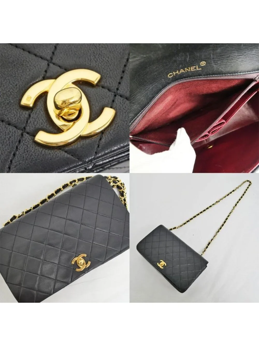 Chanel Chain Shoulder Bag Quilted 23 Lambskin Black Gold